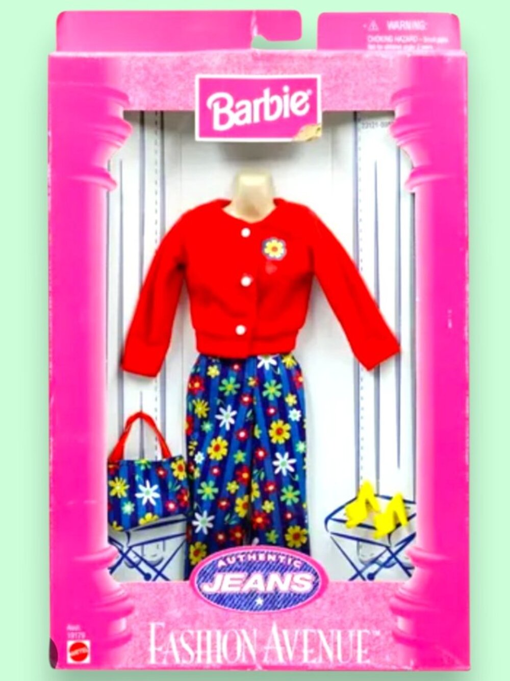 1998 Vintage Barbie Authentic Jeans Fashion Avenue Floral Sweater Outfit #23121